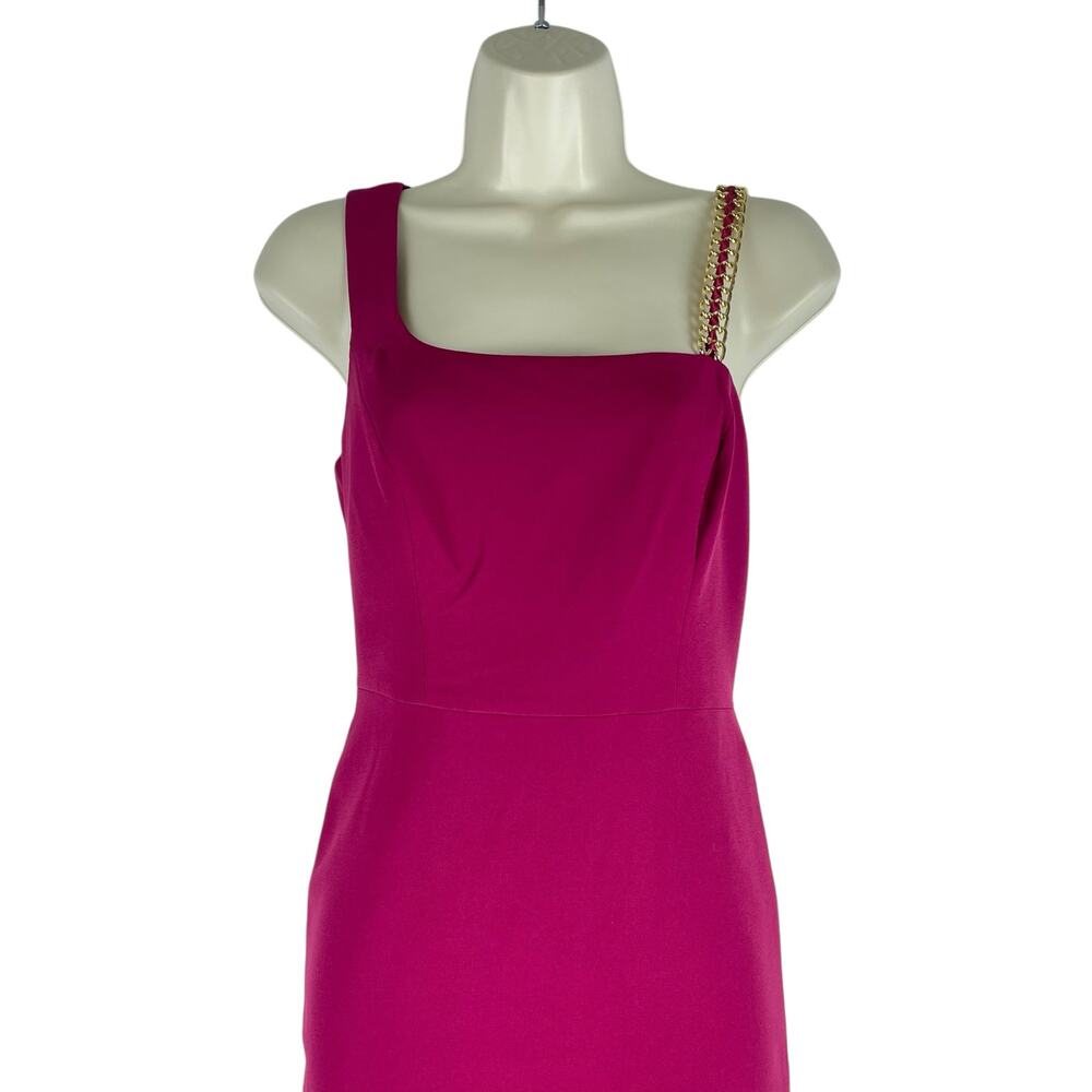 BCBGMaxAzria Gracie One Shoulder Chain Gown Column Dress Beet Size 2 - Picture 4 of 13